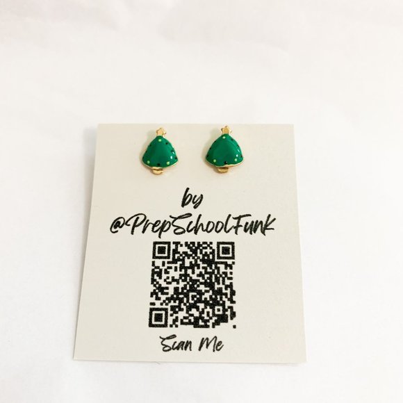 Mini green christmas tree stud earrings - Picture 2 of 3